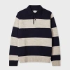Paul Smith Navy Block Stripe Knitted Polo Sweater Blue In Blue