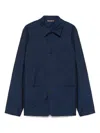 Paul Smith Buttoned Cuffs Collared Jacket With Patch Pockets In Navy Blue