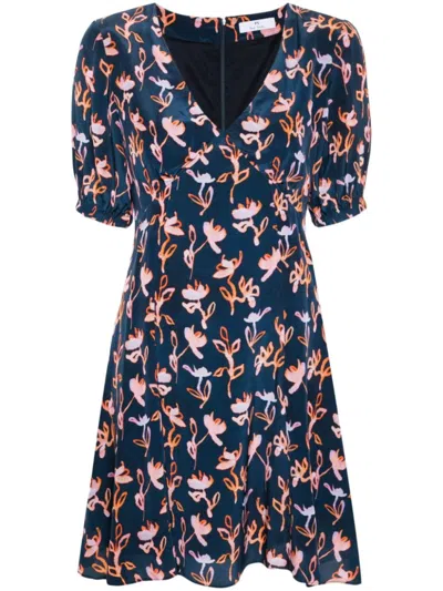 PAUL SMITH NAVY BLUE ABSTRACT-PRINT MINI DRESS