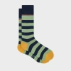 Paul Smith Navy Blue Block 'signature Stripe' Socks In Multi