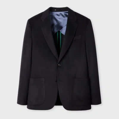 Paul Smith Navy Blue Cashmere Two-button Blazer In Black
