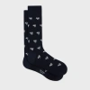 Paul Smith Navy Blue 'cat' Pattern Socks