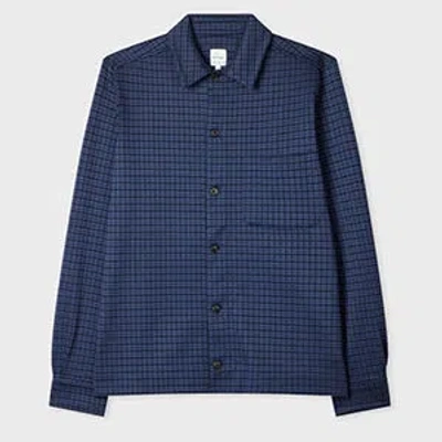 Paul Smith Navy Blue Cotton-blend Check Knitted Shirt