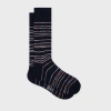 Paul Smith Navy Blue Cotton-blend 'pinstripe Signature' Socks In Black