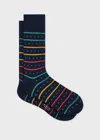 Paul Smith Navy Blue Cotton-blend Polka Dot Stripe Socks In Blue