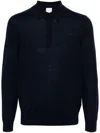 Paul Smith Merino Wool Polo Shirt With Contrasting Trim In Navy Blue