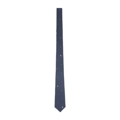 Paul Smith Navy Blue Rabbit Printed Tie