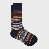 Paul Smith Navy Blue 'signature Stripe' Ribbed Socks