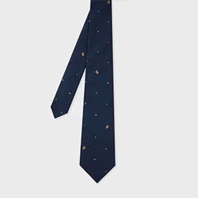 Paul Smith Navy Blue Silk 'polka Dot Rabbit' Tie