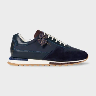 Paul Smith Navy Blue 'velo' Mixed Retro Trainers