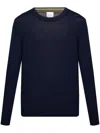 Paul Smith Lightweight Wool Crewneck Sweater With Ribbed Cuffs In Blue