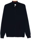 Paul Smith Zip-up Cardigan Funnel Neck In Navy Blue