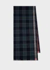Paul Smith Navy Border Check Scarf Blue In Blue