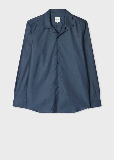 Paul Smith Navy Brushed Cotton-twill Shirt Blue