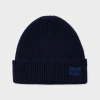 Paul Smith Navy Cashmere-blend Beanie Blue In Blue
