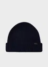 Paul Smith Navy Cashmere-blend Ribbed Beanie Hat In Blue