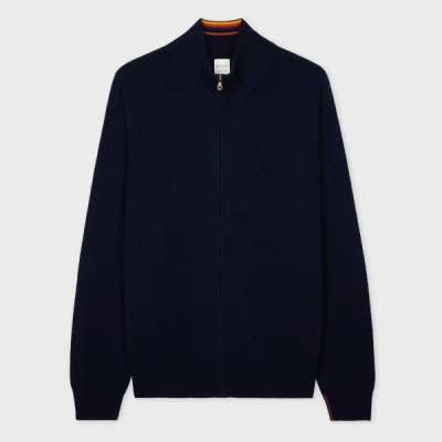 Paul Smith Navy Cashmere Full-zip Cardigan Blue
