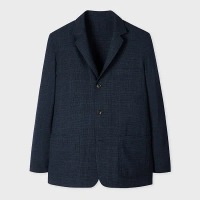 Paul Smith Navy Check Stretch-wool Patch-pocket Blazer Blue