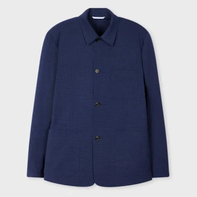 Paul Smith Navy Check Stretch-wool Seersucker Work Jacket Blue