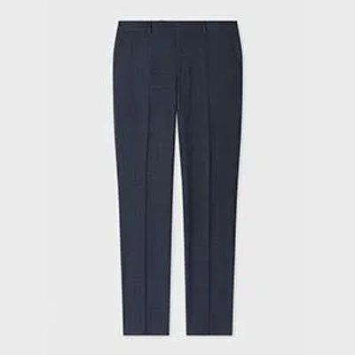 Paul Smith Navy Check Stretch-wool Trousers Blue