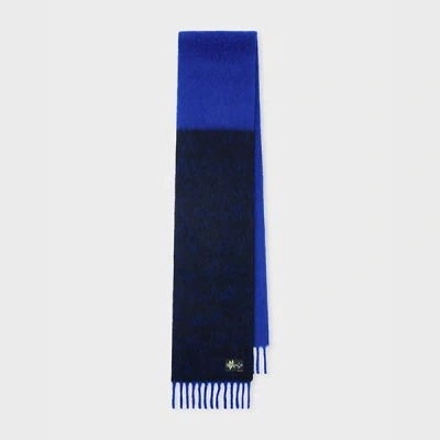 Paul Smith Navy Colour-block Wool-blend Scarf Blue