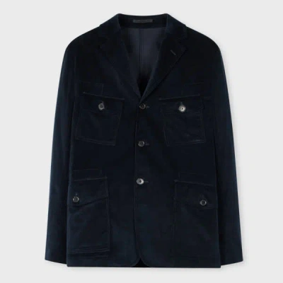 Paul Smith Navy Corduroy Patch-pocket Blazer Blue