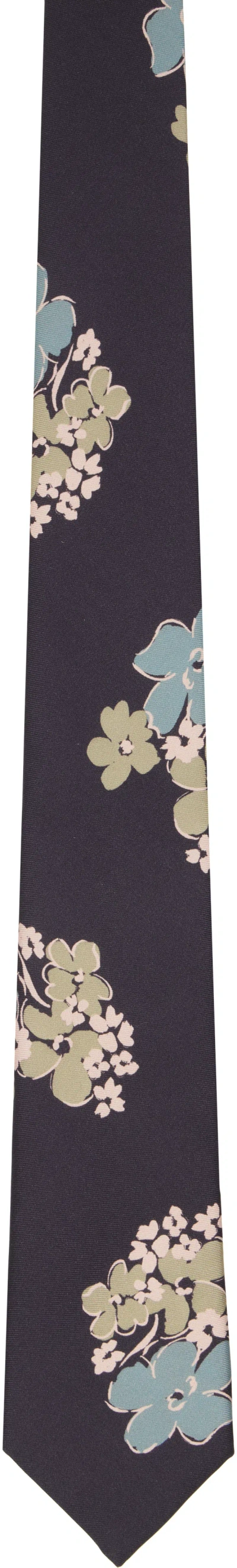 Paul Smith Navy Cosmos Flower Tie In 49 Blue