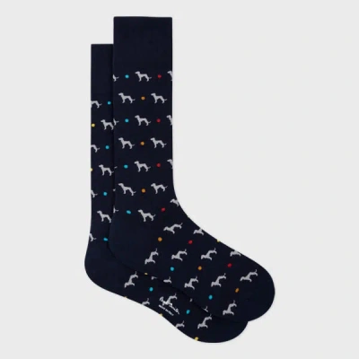 Paul Smith Navy Cotton-blend 'whippet' Socks Blue In 79
