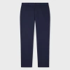 PAUL SMITH NAVY COTTON-LINEN TROUSERS BLUE