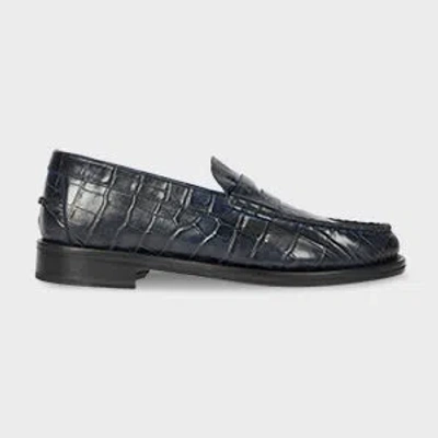 Paul Smith Navy Croc-emboss 'rialto' Loafers Blue In Multi