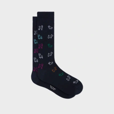 Paul Smith Navy 'dogs' Pattern Socks Blue