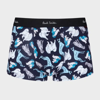 Paul Smith Navy 'dogs' Print Boxer Briefs Blue
