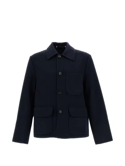 Paul Smith Navy Double-faced Wool-blend Chore Jacket In Blue