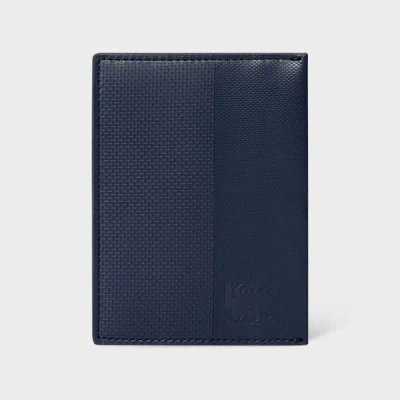 Paul Smith Navy Embossed Leather Card Holder Blue