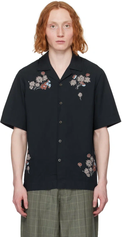 Paul Smith Navy Embroidered Shirt In 49a Blues