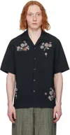 Paul Smith Embroidered Bouquets Shirt In 49a Blues