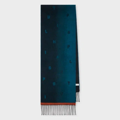 PAUL SMITH NAVY FADED 'PS INITIALS' JACQUARD SCARF BLUE