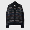 Paul Smith Navy Fair Isle Wool Cardigan Blue In Multi