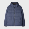Paul Smith Navy Houndstooth Down Jacket With Detachable Hood Blue In Blue