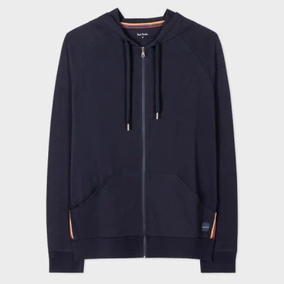 Paul Smith Navy Jersey Cotton Zip Lounge Hoodie Blue