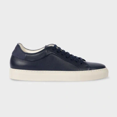 PAUL SMITH NAVY LEATHER 'BASSO' TRAINERS BLUE