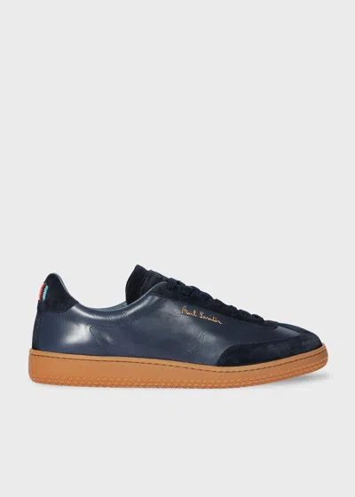 PAUL SMITH NAVY LEATHER 'COMO' TRAINERS BLUE