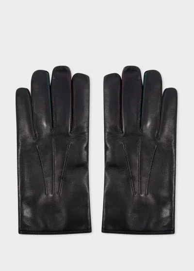 Paul Smith Navy Leather 'concertina' Gloves Blue