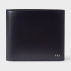 Paul Smith Navy Leather Monogrammed Billfold Wallet Blue In Blue