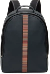 PAUL SMITH NAVY LEATHER SIGNATURE STRIPE BACKPACK