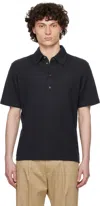 Paul Smith Navy Linen Piqué Polo In 49 Dark Navy