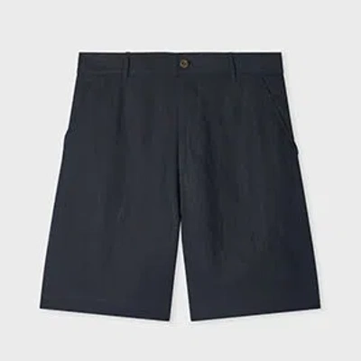 Paul Smith Navy Linen Shorts Blue In Black