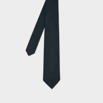 Paul Smith Navy Linen-silk Blend Textured Tie Blue