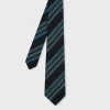 Paul Smith Navy Linen-silk Block Stripe Tie Blue In Blue