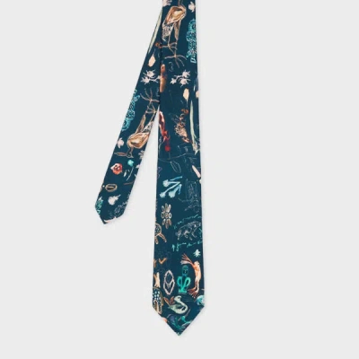 Paul Smith Navy 'little Beasts' Print Silk Tie Blue